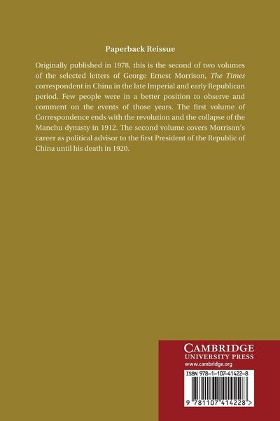 Produktbild: The Correspondence of G. E. Morrison 1912 1920
