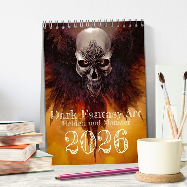 Produktbild: Dark Fantasy Art - Helden und Monster (Tischkalender 2026 DIN A5 hoch), CALVENDO Monatskalender