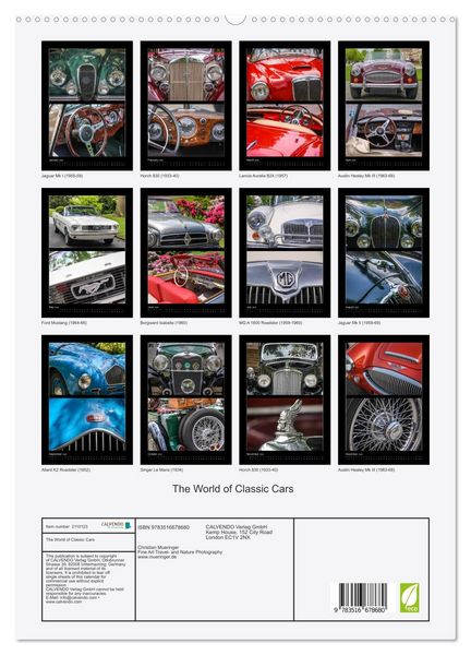 Produktbild: The World of Classic Cars (High Quality Premium Wall Calendar 2026 DIN A2 portrait),CALVENDO 12 Month Wall Calendar