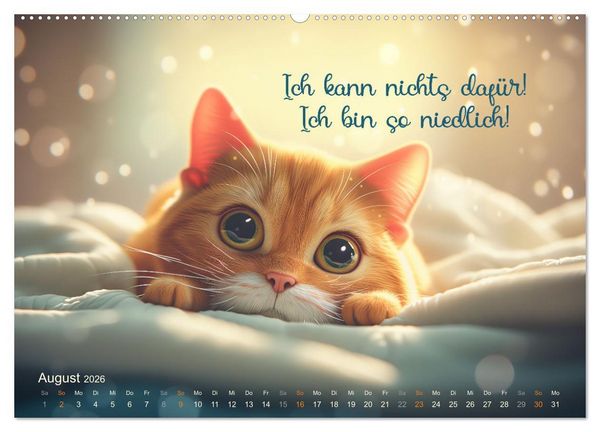 Produktbild: Samtpfotenspr&uuml;che (Wandkalender 2026 DIN A2 quer), CALVENDO Monatskalender