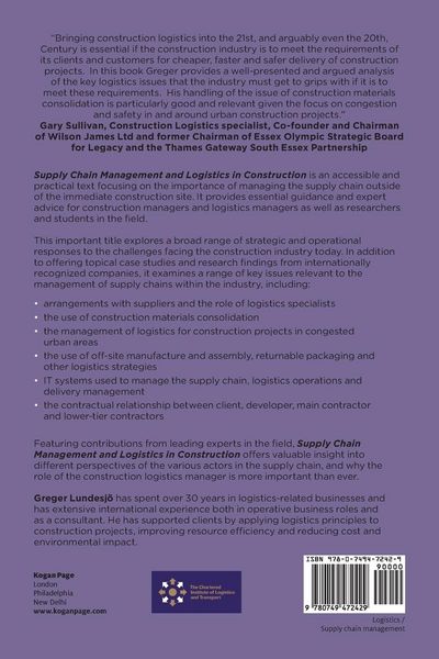 Produktbild: Supply Chain Management and Logistics in Construction