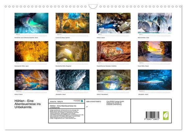 Produktbild: H&ouml;hlen - Eine Abenteuerreise ins Unbekannte. (Wandkalender 2026 DIN A3 quer), CALVENDO Monatskalender