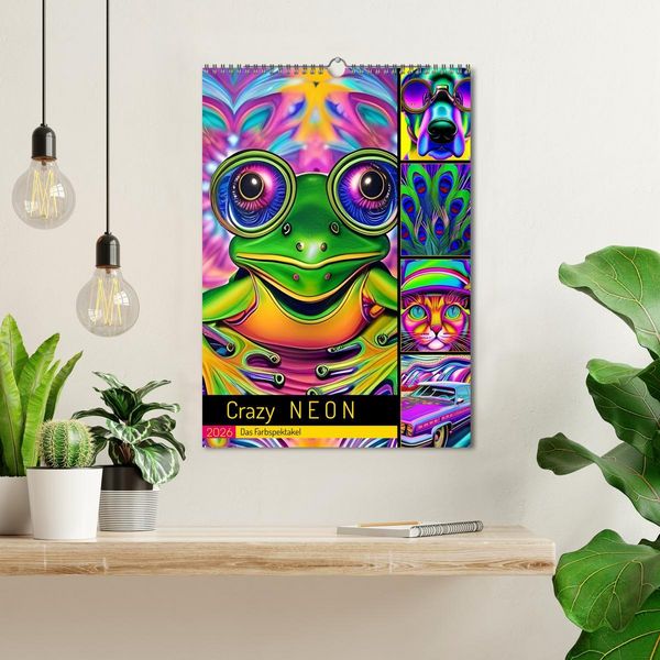 Produktbild: Crazy Neon - Das Farbspektakel (Wandkalender 2026 DIN A3 hoch), CALVENDO Monatskalender