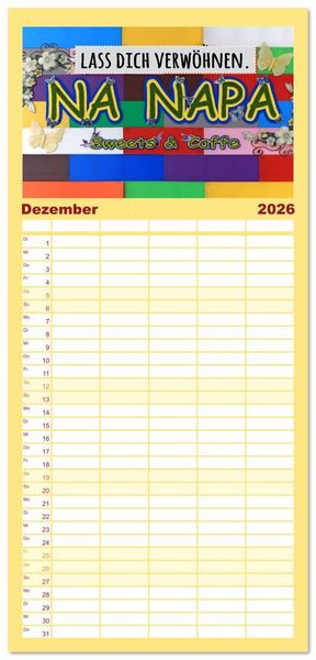 Produktbild: Familienplaner 2026 - Enjoy your life - Genie&szlig;e das Leben mit 5 Spalten (Wandkalender, 21 x 45 cm) CALVENDO