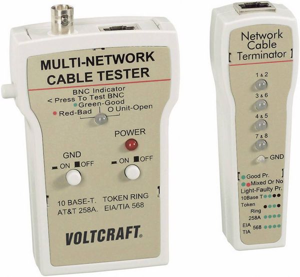 Produktbild: VOLTCRAFT Kabeltester CT-1 CT-1 Geeignet f&uuml;r RJ-45, BNC