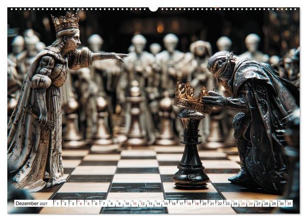 Produktbild: Schach &ndash; Wenn Schachfiguren Charakter zeigen (hochwertiger Premium Wandkalender 2027 DIN A2 quer), Kunstdruck in Hochglanz