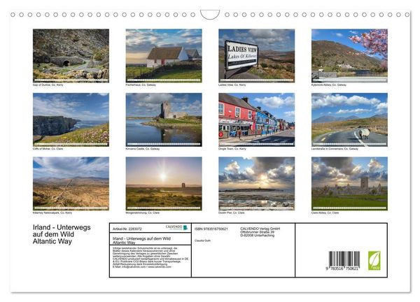 Produktbild: Irland - Unterwegs auf dem Wild Altantic Way (Wandkalender 2027 DIN A3 quer), CALVENDO Monatskalender