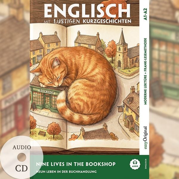 Produktbild: Englisch lernen mit lustigen Kurzgeschichten (A1-A2) - Nine Lives in the Bookshop (+ Audio-CD)