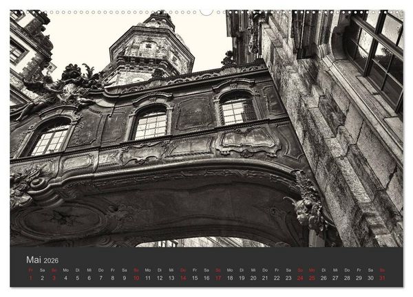 Produktbild: Dresden Schwarz Weiss 2026 (hochwertiger Premium Wandkalender 2026 DIN A2 quer), Kunstdruck in Hochglanz