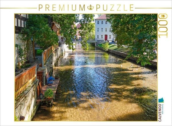 CALVENDO Puzzle Am Ufer der Gera, Erfurt | 1000 Teile Lege-Größe 64x48cm Foto-Puzzle für glückliche Stunden