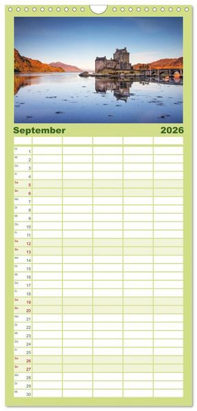 Produktbild: Familienplaner 2026 - Schottland zum Verlieben mit 5 Spalten (Wandkalender, 21 x 45 cm) CALVENDO