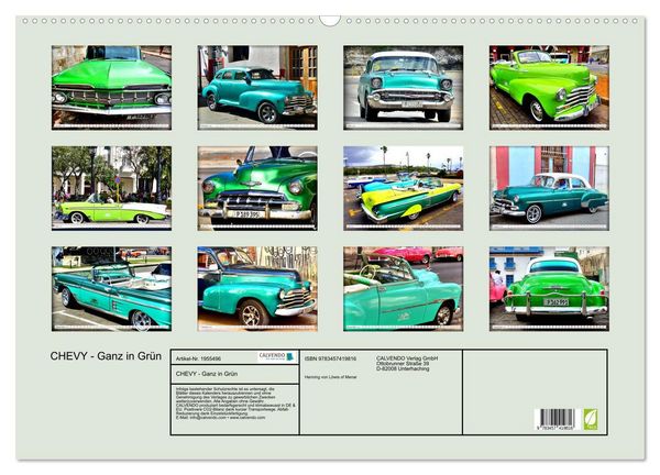 Produktbild: CHEVY - Ganz in Gr&uuml;n (Wandkalender 2026 DIN A2 quer), CALVENDO Monatskalender