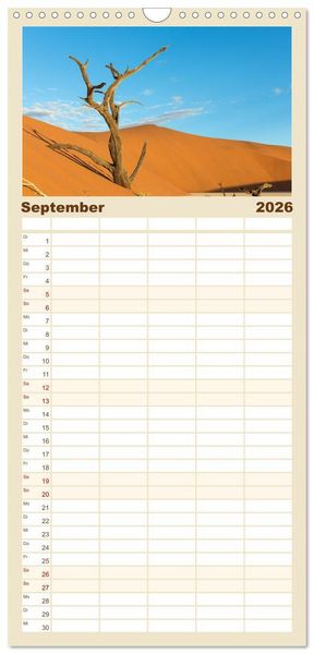 Produktbild: Familienplaner 2026 - Lichterf&uuml;lltes Namibia mit 5 Spalten (Wandkalender, 21 x 45 cm) CALVENDO