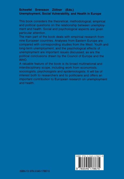 Produktbild: Unemployment, Social Vulnerability, and Health in Europe