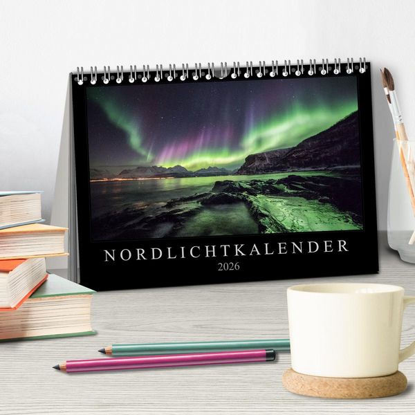 Produktbild: Nordlichtkalender (Tischkalender 2026 DIN A5 quer), CALVENDO Monatskalender