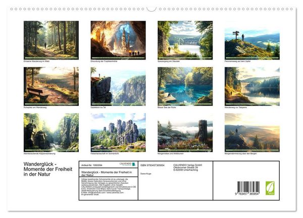 Produktbild: Wandergl&uuml;ck - Momente der Freiheit in der Natur (hochwertiger Premium Wandkalender 2026 DIN A2 quer), Kunstdruck in Hochglanz