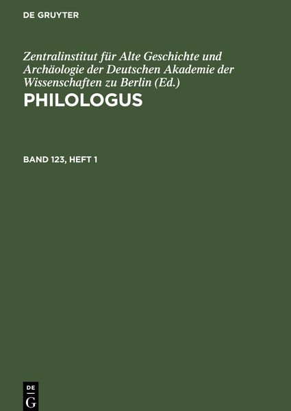 Produktbild: Philologus, Band 123, Heft 1, Philologus Band 123, Heft 1
