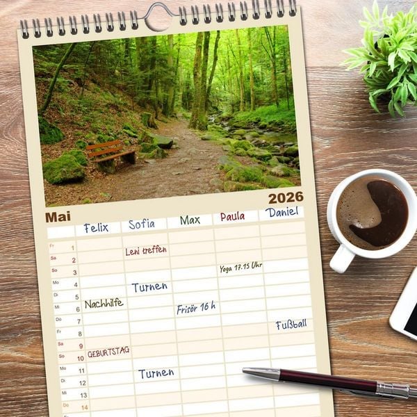 Produktbild: Familienplaner 2026 - B&auml;nke. In der Ruhe liegt die Kraft. mit 5 Spalten (Wandkalender, 21 x 45 cm) CALVENDO