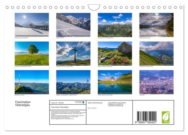 Produktbild: Faszination Oberallg&auml;u (Wandkalender 2026 DIN A4 quer), CALVENDO Monatskalender