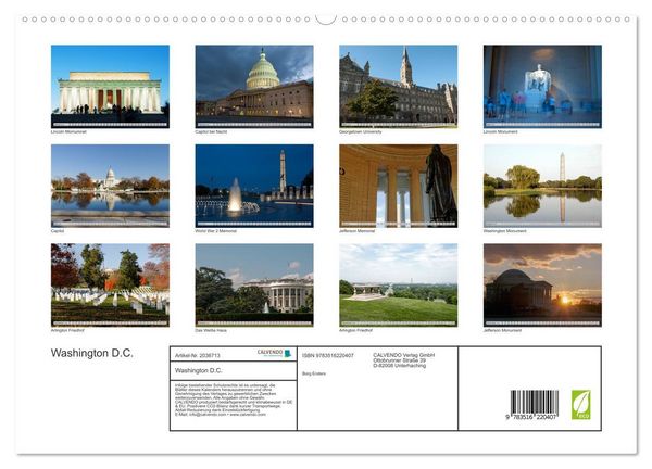 Produktbild: Washington D.C. (hochwertiger Premium Wandkalender 2026 DIN A2 quer), Kunstdruck in Hochglanz