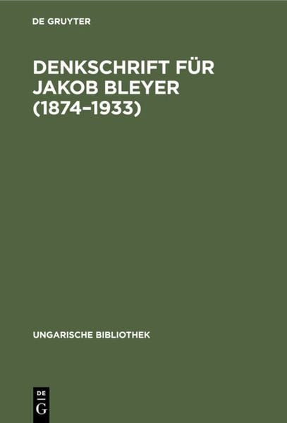 Produktbild: Denkschrift f&uuml;r Jakob Bleyer (1874&ndash;1933)