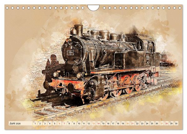Produktbild: Dampflokomotiven - wundersch&ouml;ne Giganten auf Schienen (Wandkalender 2026 DIN A4 quer), CALVENDO Monatskalender