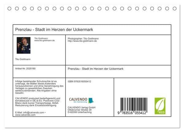 Produktbild: Prenzlau - Stadt im Herzen der Uckermark (Tischkalender 2026 DIN A5 quer), CALVENDO Monatskalender