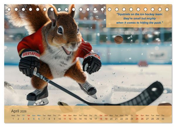 Produktbild: The most charming ice hockey animals in action (Desk Calendar 2026 DIN A5 landscape), CALVENDO 12 Month DeskCalendar