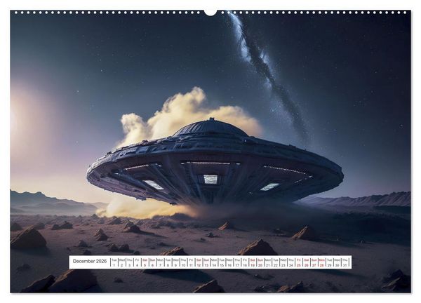 Produktbild: Flying saucers - The great journey (High Quality Premium Wall Calendar 2026 DIN A2 landscape),CALVENDO 12 Month Wall Calendar