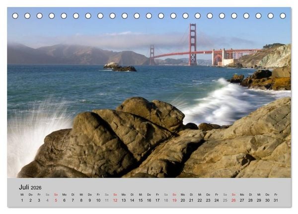 Produktbild: GOLDEN GATE BRIDGE Faszination San Francisco (Tischkalender 2026 DIN A5 quer), CALVENDO Monatskalender