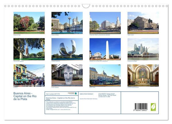 Produktbild: Buenos Aires - Capital on the Rio de la Plata (Wall Calendar 2026 DIN A3 landscape), CALVENDO 12 Month Wall Calendar