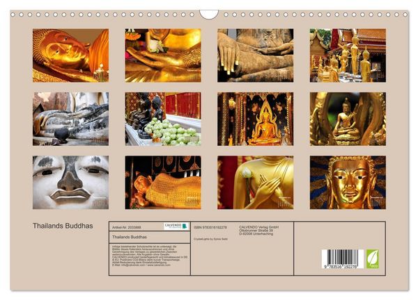 Produktbild: Thailands Buddhas (Wandkalender 2026 DIN A3 quer), CALVENDO Monatskalender
