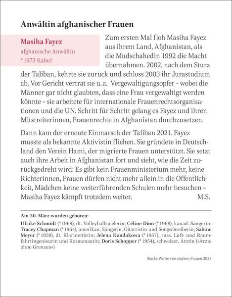Produktbild: Starke Worte von starken Frauen Tagesabrei&szlig;kalender 2027