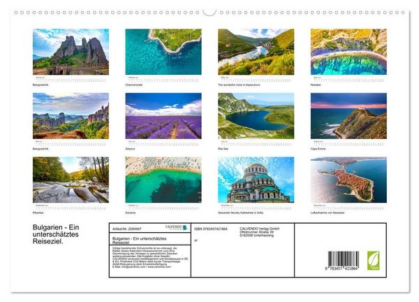 Produktbild: Bulgarien - Ein untersch&auml;tztes Reiseziel. (hochwertiger Premium Wandkalender 2026 DIN A2 quer), Kunstdruck in Hochglanz