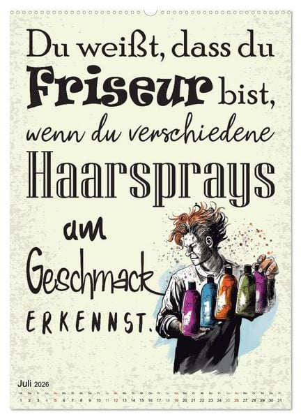 Produktbild: Haarige Friseurspr&uuml;che (Wandkalender 2026 DIN A2 hoch), CALVENDO Monatskalender