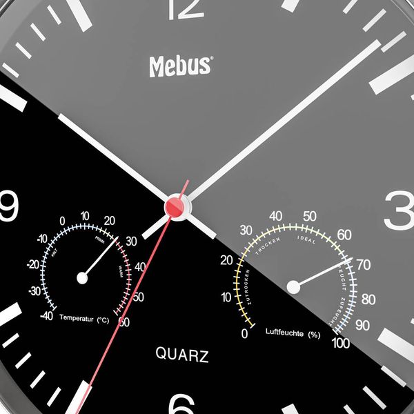 Produktbild: Mebus 56731 Quarz Wanduhr 25cm x 40mm Silber