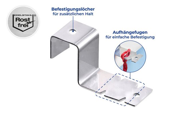 Produktbild: Fensterhaken 8er Set, f&uuml;r Fensterrahmen bis 1,8 cm geeignet