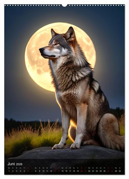 Produktbild: Der Wolf - Sehnsucht Freiheit Kraft (hochwertiger Premium Wandkalender 2026 DIN A2 hoch), Kunstdruck in Hochglanz