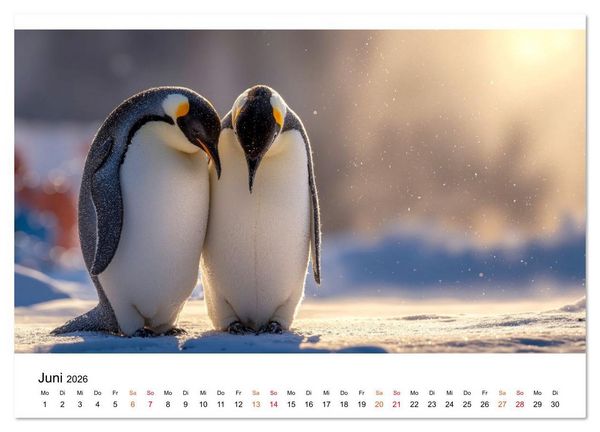Produktbild: Pinguine - ein Jahr voller Meer (hochwertiger Premium Wandkalender 2026 DIN A2 quer), Kunstdruck in Hochglanz