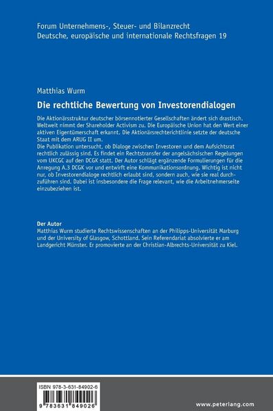 Produktbild: Die rechtliche Bewertung von Investorendialogen