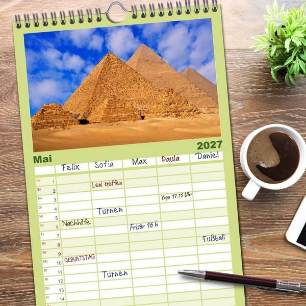 Produktbild: Familienplaner 2027 - &Auml;gypten mit 5 Spalten (Wandkalender, 21 x 45 cm) CALVENDO