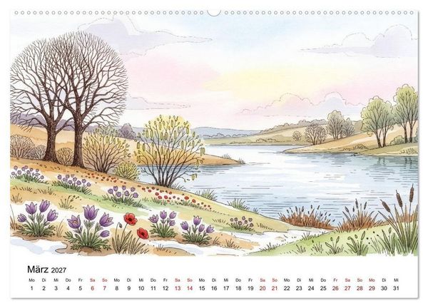 Produktbild: Einfach sch&ouml;n - Natur im Wandel der Jahreszeiten (Wandkalender 2027 DIN A2 quer), CALVENDO Monatskalender