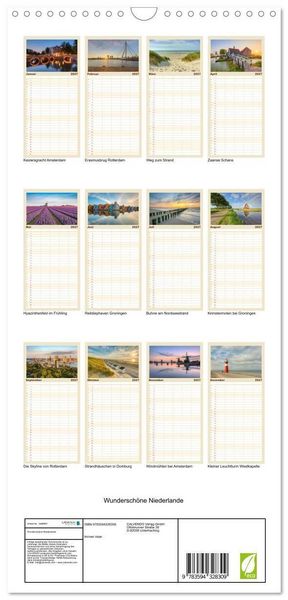 Produktbild: Familienplaner 2027 - Wundersch&ouml;ne Niederlande mit 5 Spalten (Wandkalender, 21 x 45 cm) CALVENDO