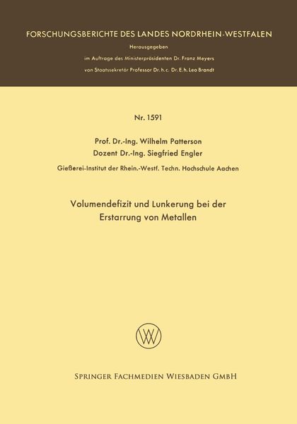 Produktbild: Volumendefizit und Lunkerung bei der Erstarrung von Metallen