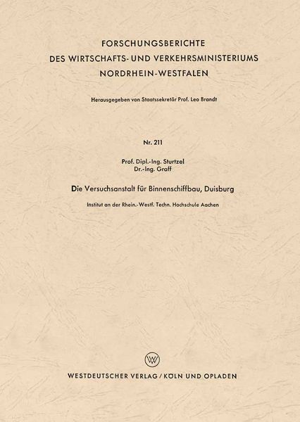 Produktbild: Die Versuchsanstalt f&uuml;r Binnenschiffbau, Duisburg