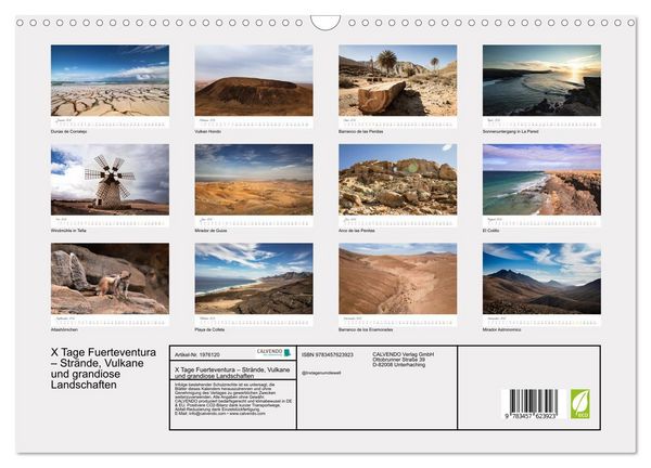 Produktbild: X Tage Fuerteventura &ndash; Str&auml;nde, Vulkane und grandiose Landschaften (Wandkalender 2026 DIN A3 quer), CALVENDO Monatskalender