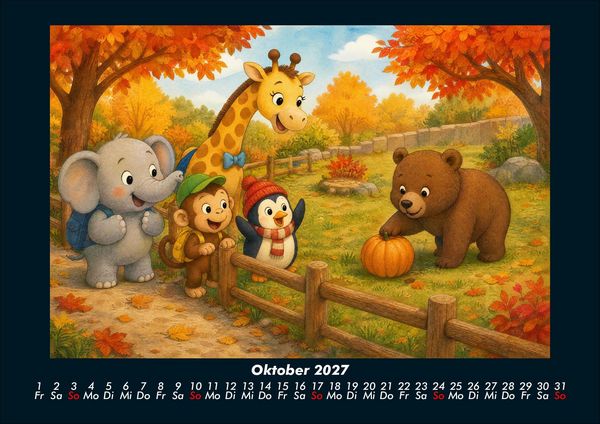 Produktbild: Ein Jahr im Zoo mit Raffi und Freunden 2027 Fotokalender DIN A4