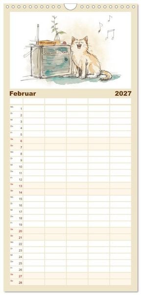 Produktbild: Familienplaner 2027 - Kleine Schnurr-Momente f&uuml;rs Herz mit 5 Spalten (Wandkalender, 21 x 45 cm) CALVENDO