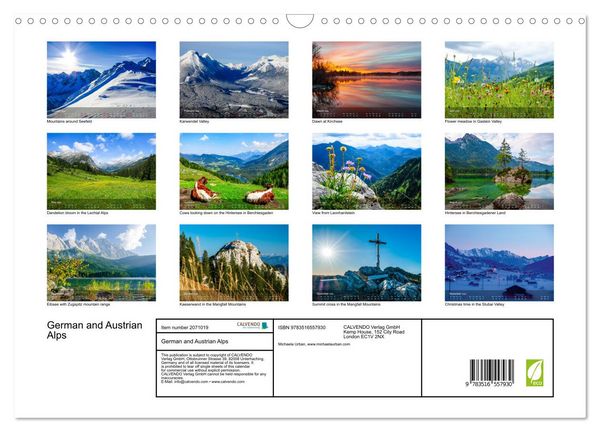 Produktbild: German and Austrian Alps (Wall Calendar 2026 DIN A3 landscape), CALVENDO 12 Month Wall Calendar