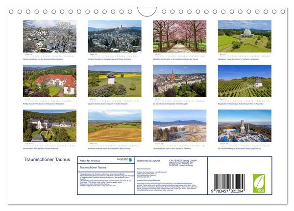 Produktbild: Traumsch&ouml;ner Taunus (Wandkalender 2026 DIN A4 quer), CALVENDO Monatskalender